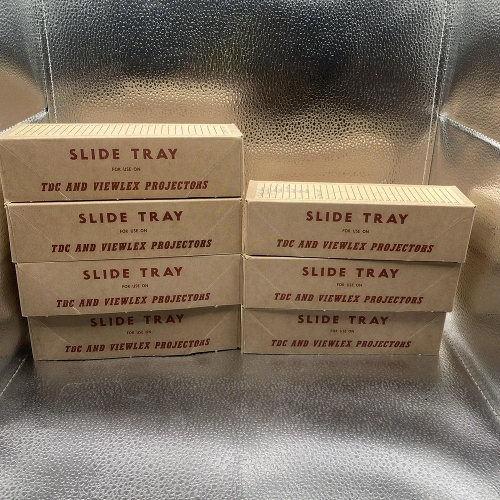 Lot of 7 Vintage TDC Micro-Fit 30 Slide Trays with cardboard lids